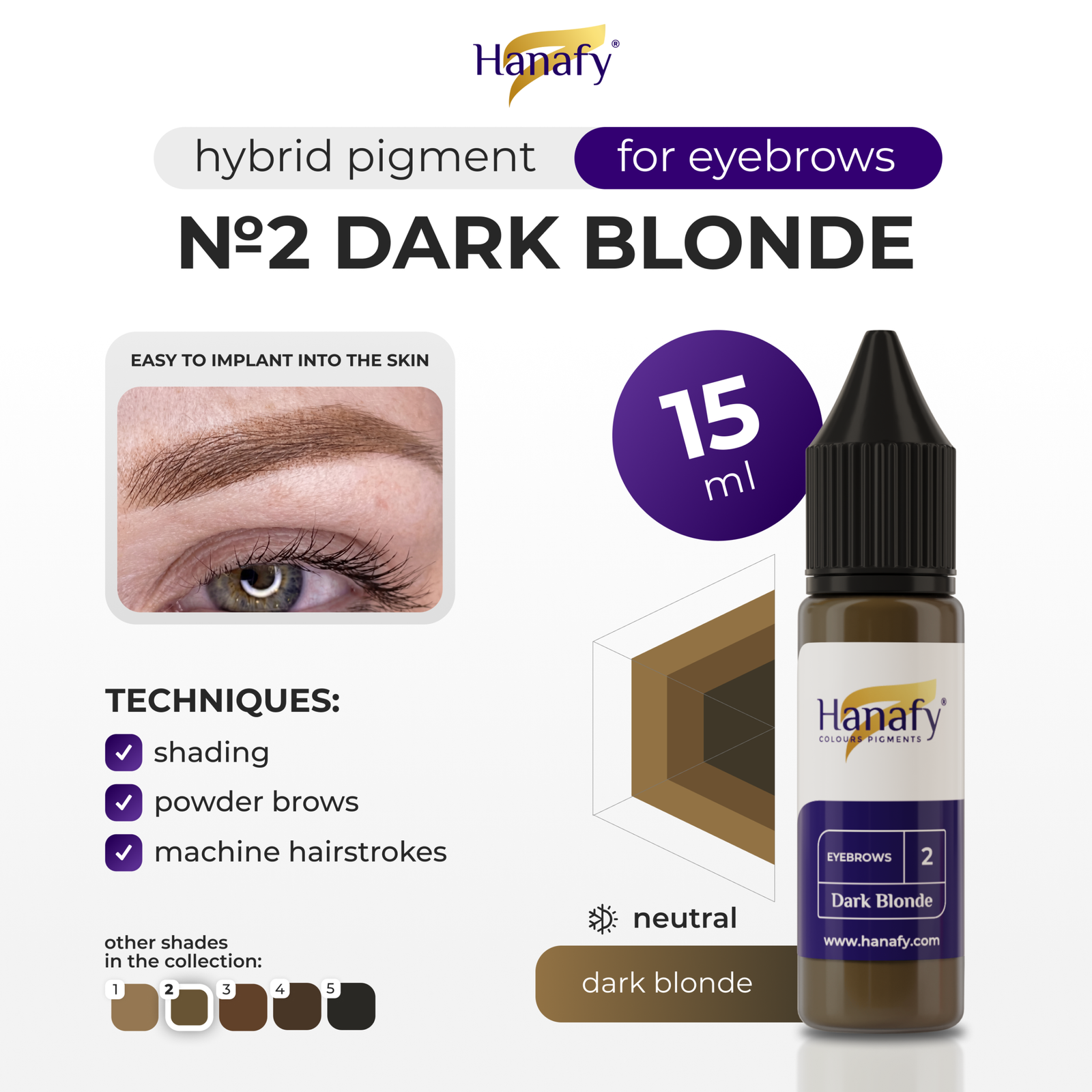 Hanafy Main Eyebrows №2 DARK BLONDE 15ml - Image 4