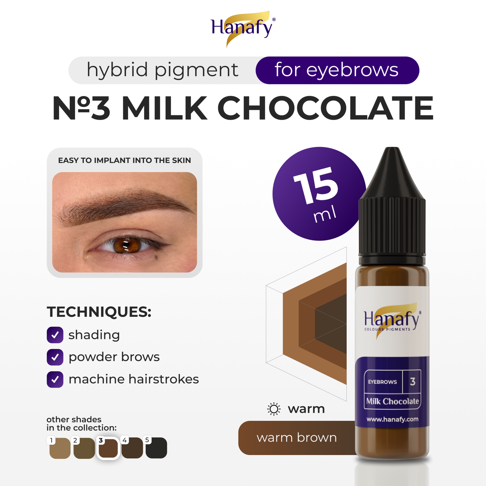 Hanafy Main Eyebrows №3 MILK CHOCOLATE 15ml - Image 4