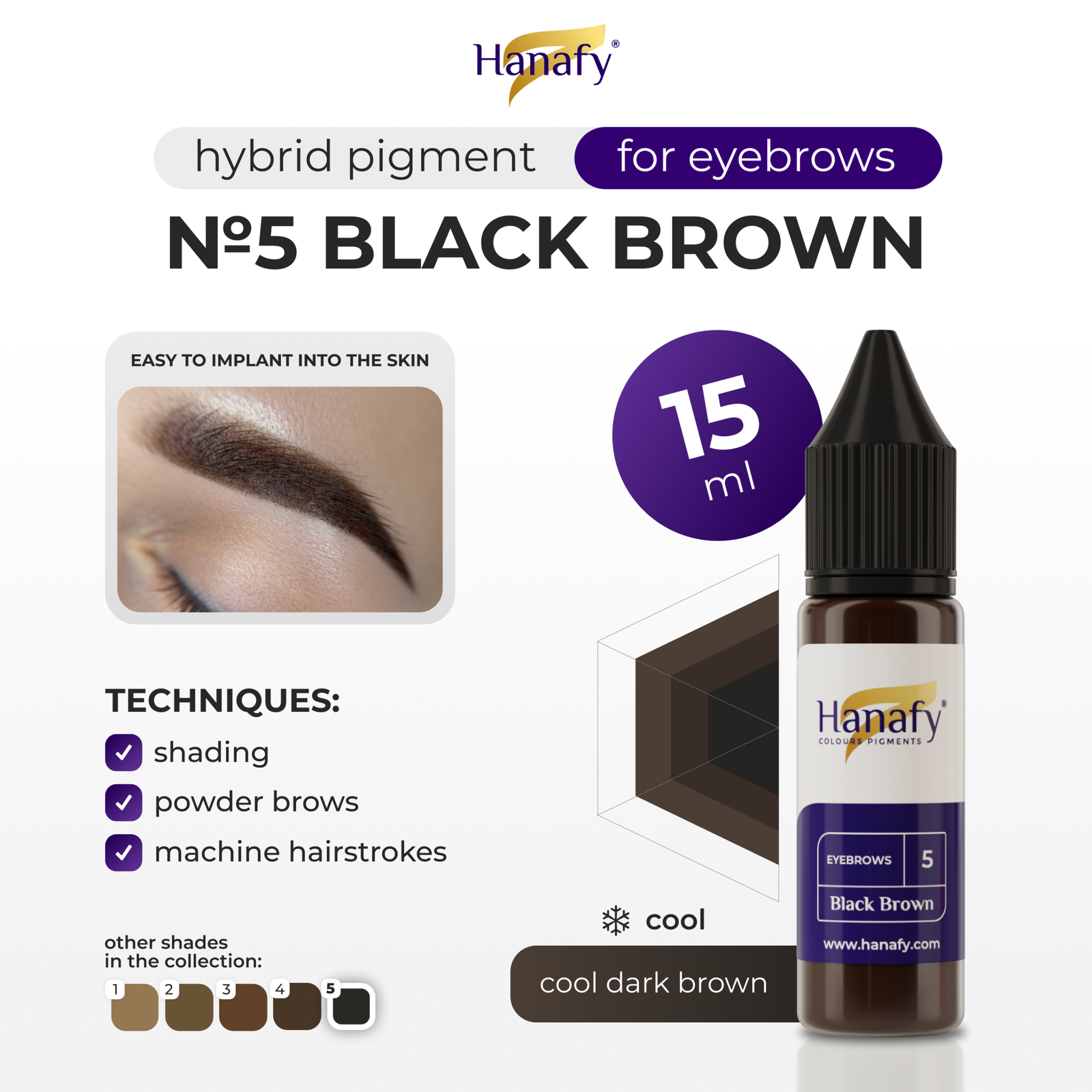 Hanafy Main Eyebrows №5 BLACK BROWN 15ml - Image 4