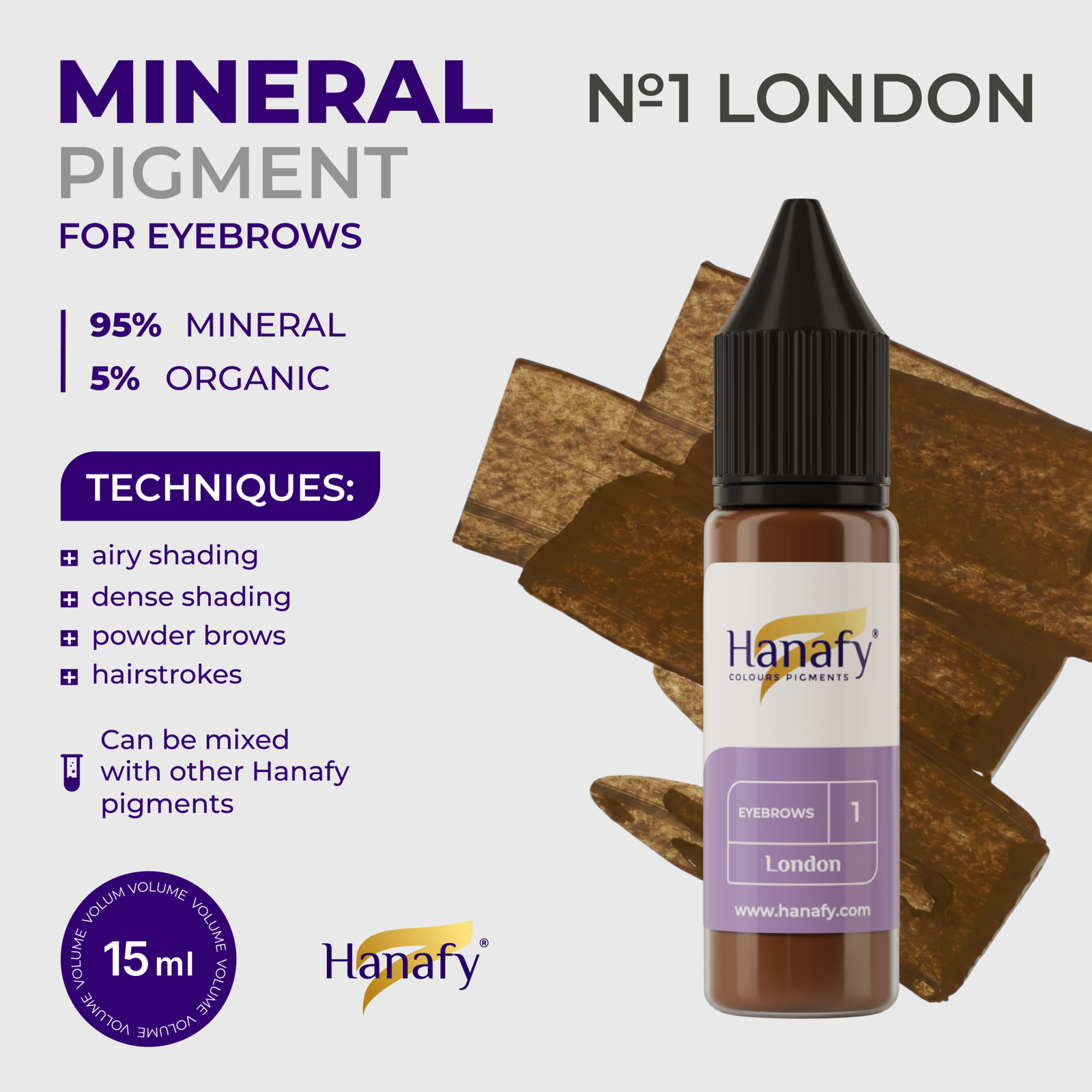 Hanafy Mineral Eyebrow - №1 LONDON 15ml - Pilt 2