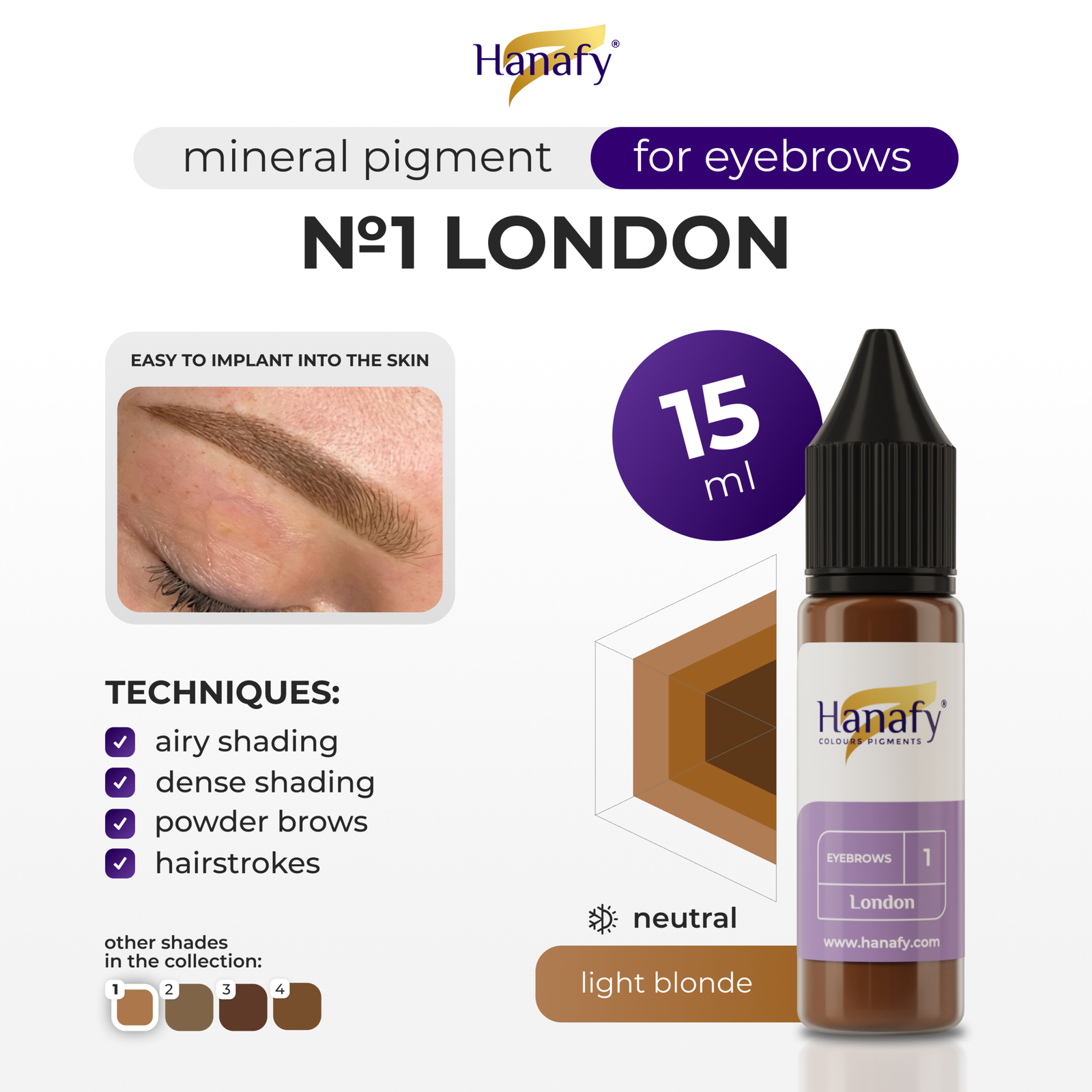 Hanafy Mineral Eyebrow - №1 LONDON 15ml - Pilt 3