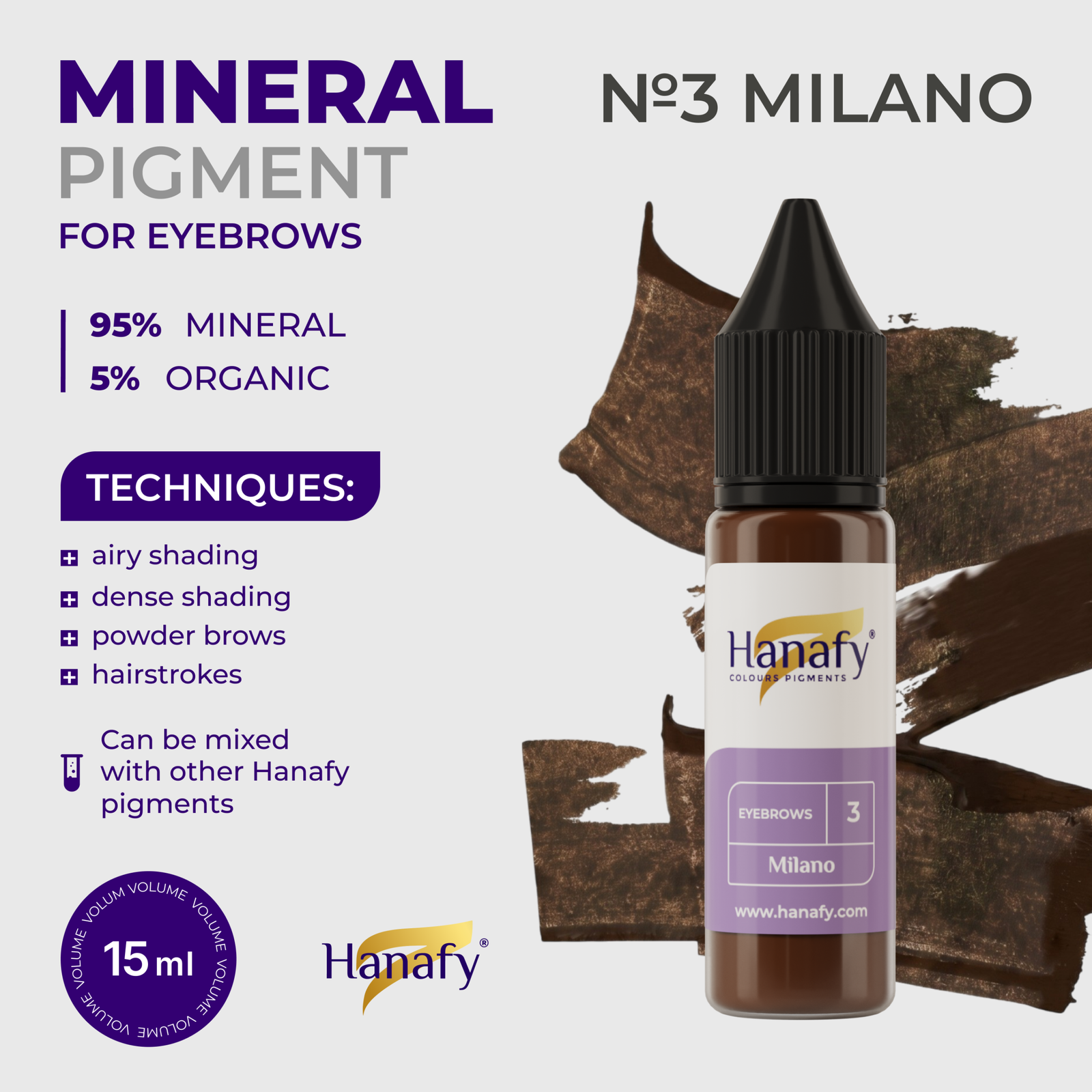 Hanafy Mineral Eyebrow - №3 MILANO 15ml - Pilt 2