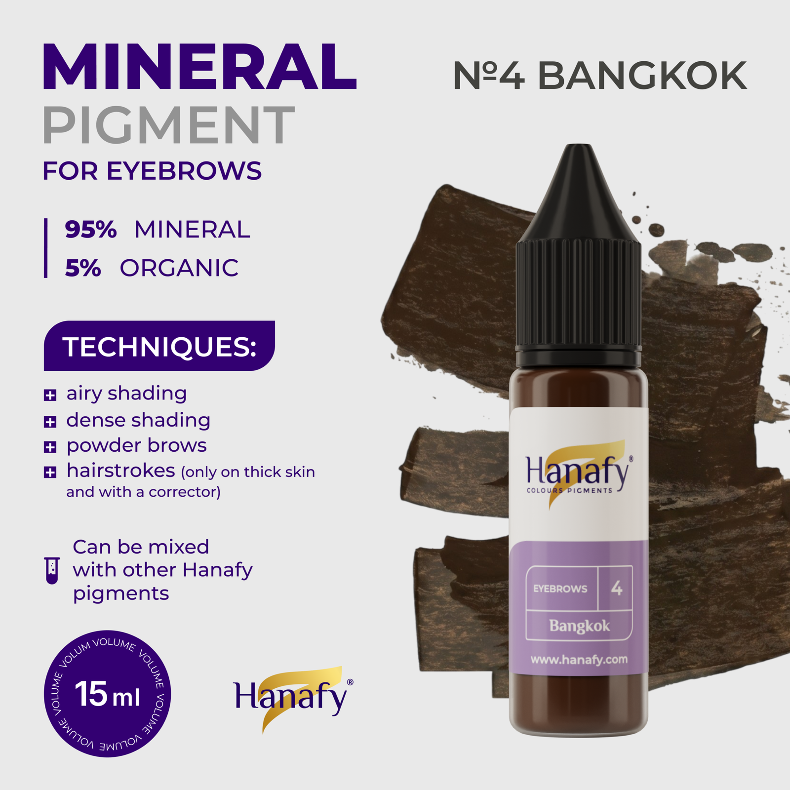 Hanafy Mineral Eyebrow - №4 BANGKOK 15ml - Pilt 2